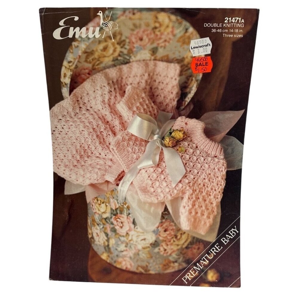 Emu Baby DK Sweater & Skirt Knitting Pattern Premature Baby 14-18in